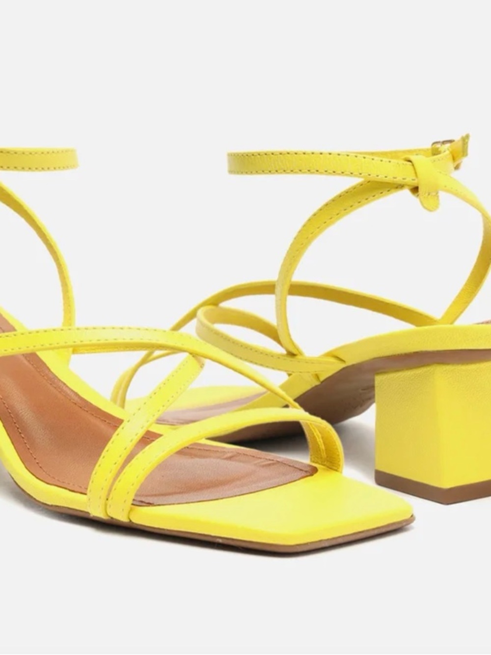 AREZZO Yellow Strappy Block Heel Sandals - Women's